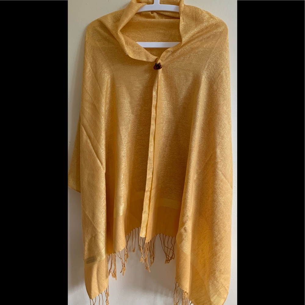 New• Yellow Paisley Pashmina Silk Shawl Scarf Wraps• Head Covers